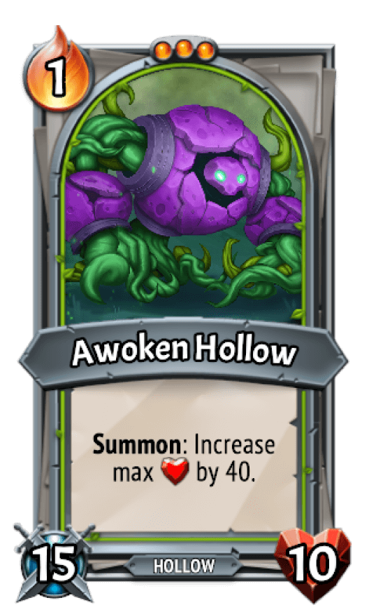 Awoken clan's card with a big purple nature elemental Gollum.