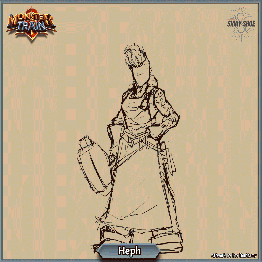 Drawing process of the blasmith lady holding a big hammer