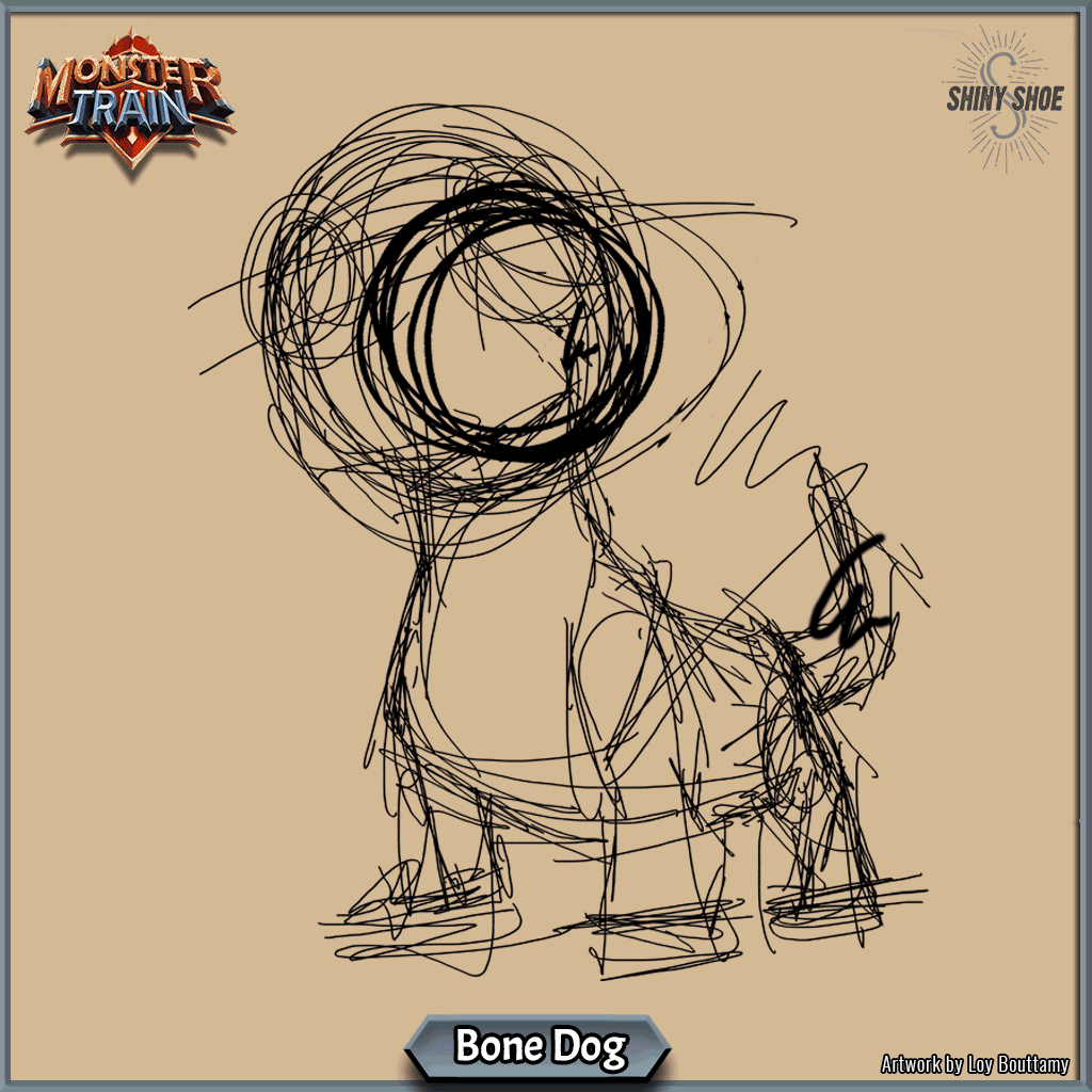 Drawing process of a bone dog